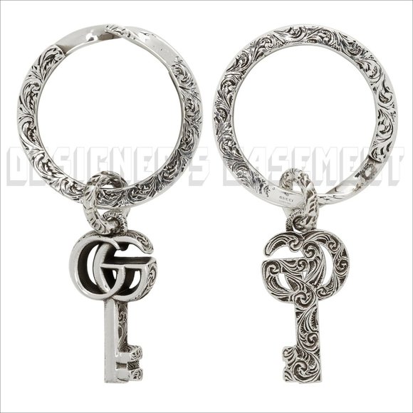 GUCCI 925 Sterling Silver MARMONT GG Arabesque engraved Pendant Keychain NIB 🎁 - Picture 3 of 10